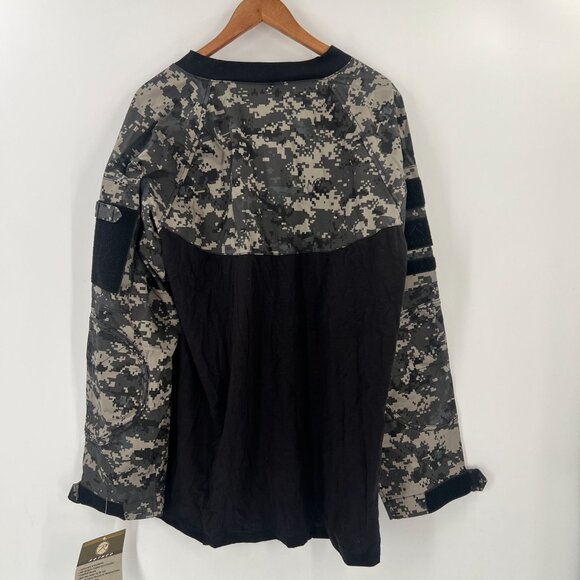 ROTHCO Tactical Airsoft Combat Shirt XL Black/Camo Sleeve Pockets New - Picture 2 of 9